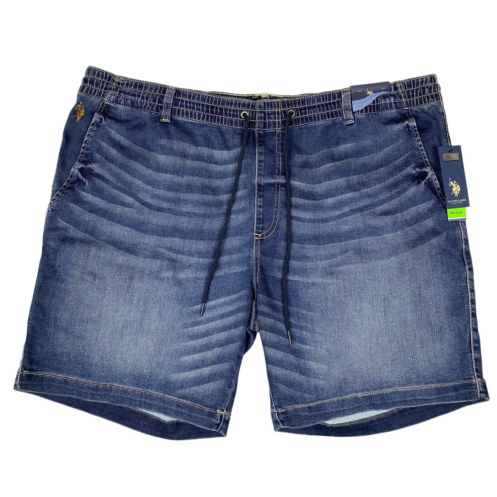 US Polo Assn Jogger Knit Stretch Denim Shorts Mens 2XL Dark Blue NWT